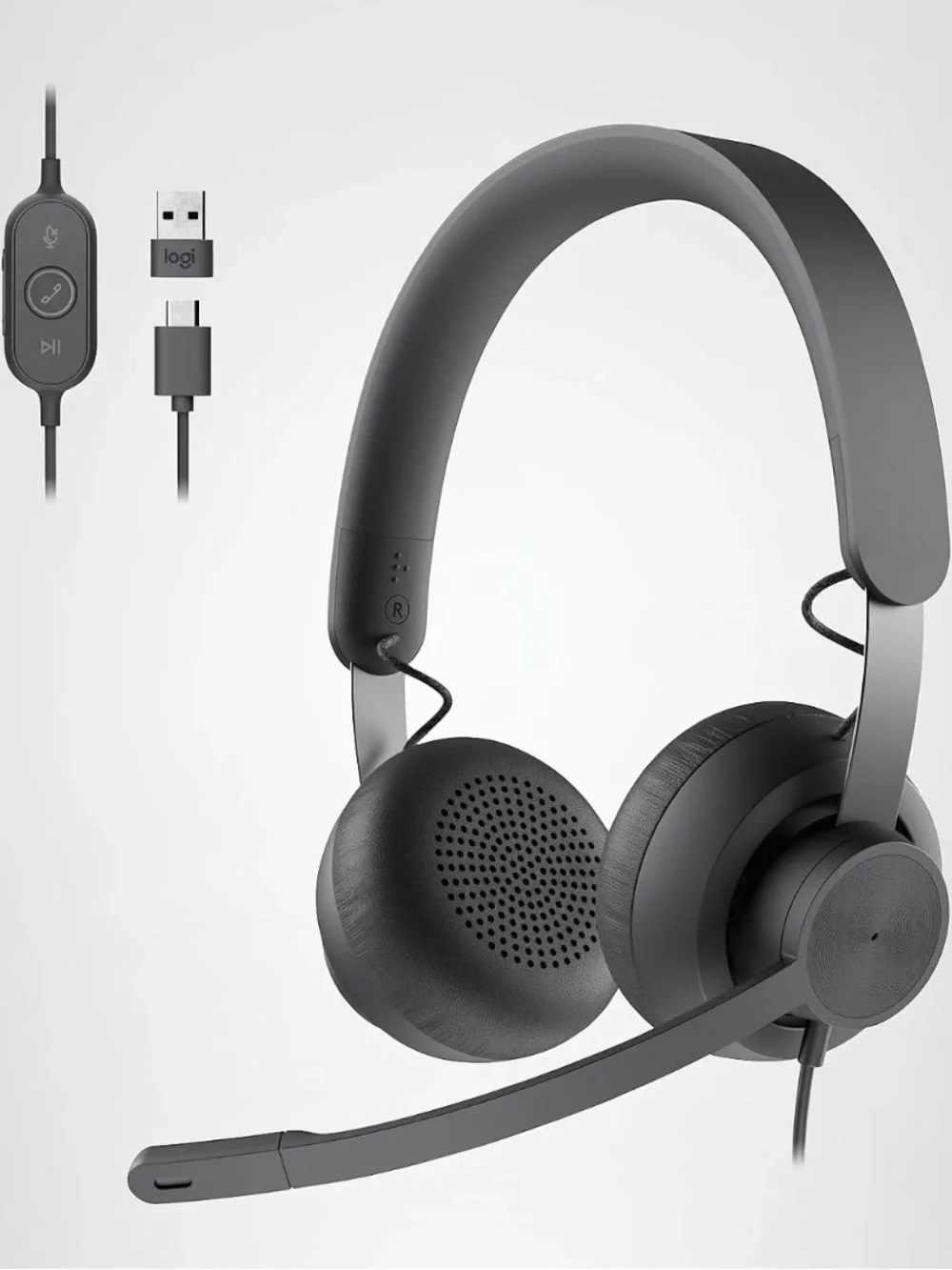 Black Wired On-Ear Headphones with Carry Pouch